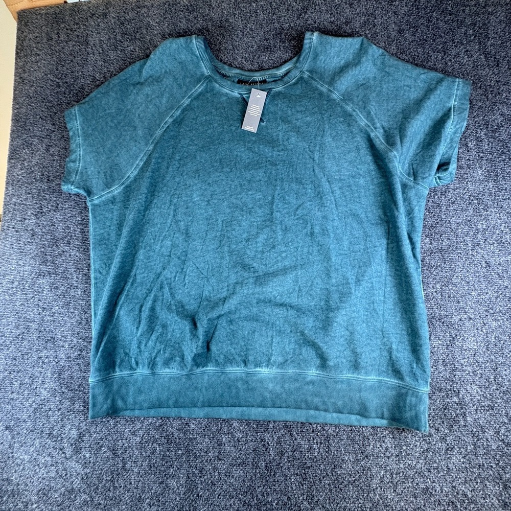 Lane Bryant Sweatshirt Womens 14/16 Teal Blue Knit Cotton‎ Raglan Sleeve Casual